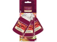 YANKEE CANDLE BLACK CHERRY VŮNĚ DO AUTA - SADA (3 KS) PAPÍROVÝCH AUTO VISAČEK